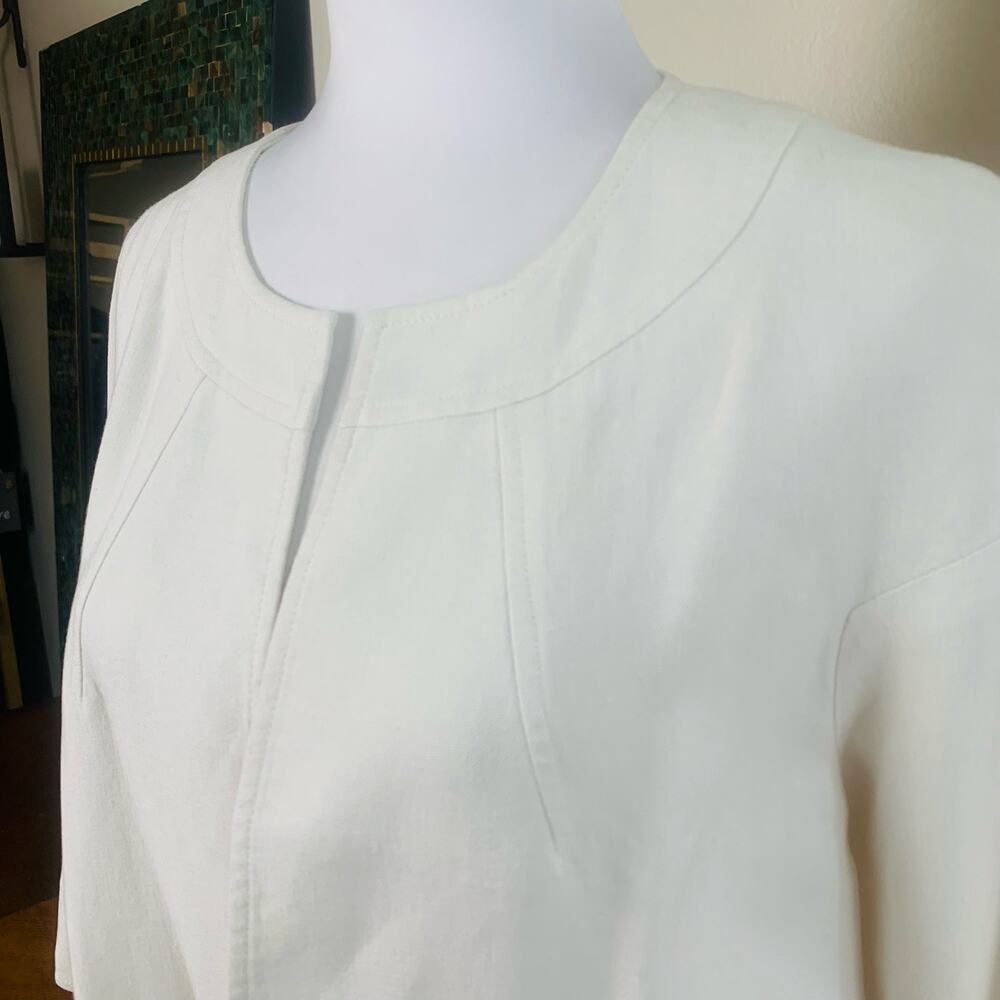 Louben Size XS Linen Blend Open Front Blazer Coat Jacket Ivory White Career - Picture 5 of 16